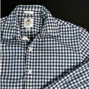 J Crew Slim Fit Gingham Button Down Shirt Mens XS Blue White Thomas Mason Cotton